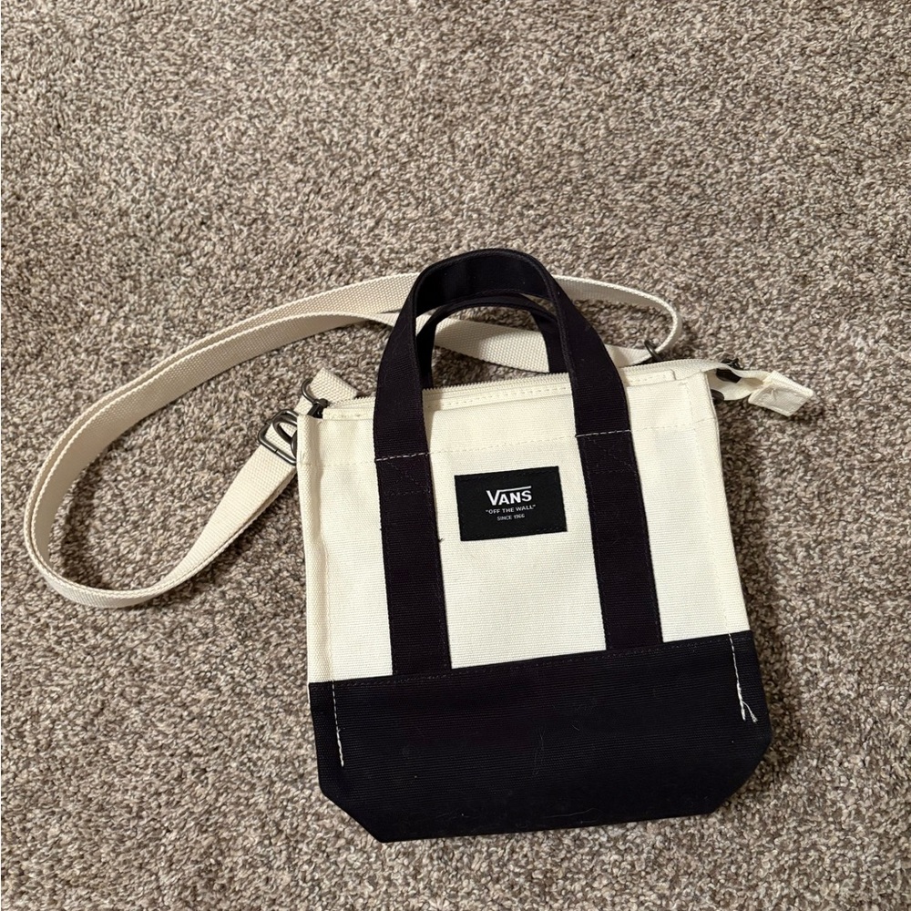 Vans Black and Cream Canvas Bag